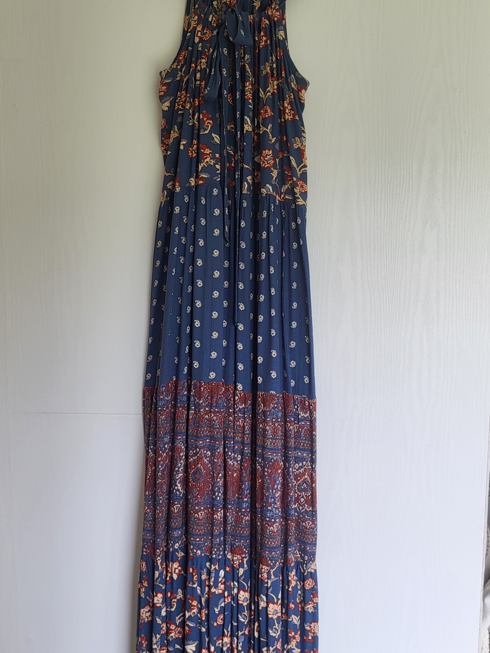 Wonderly Navy Floral Boho Tiered Maxi Dress - Picture 3 of 7